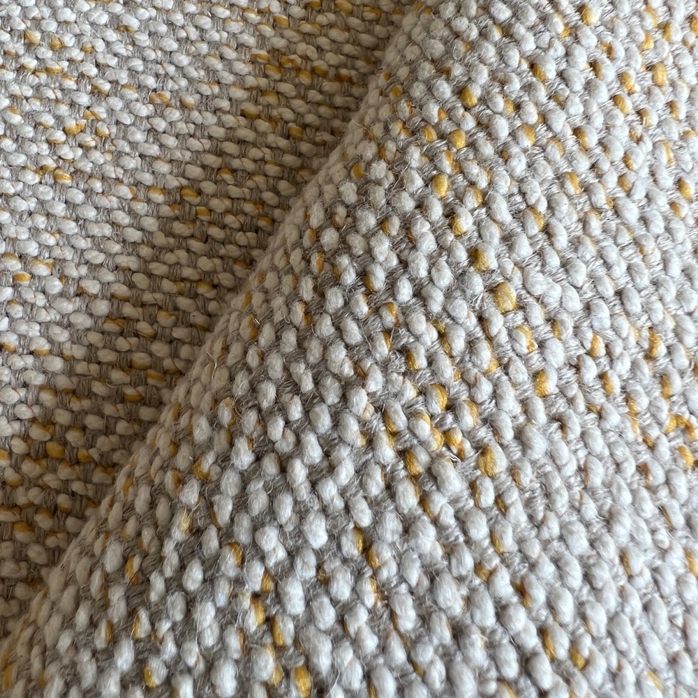 Raoul Textiles Nubby Boucle Weave Upholstery Fabric Delft yellow white 1 yard